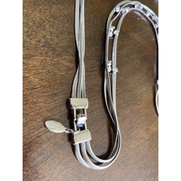 Vintage Ann Taylor Necklace Silver Tone Multi Strand Rhinestone Signed - Picture 4 of 6